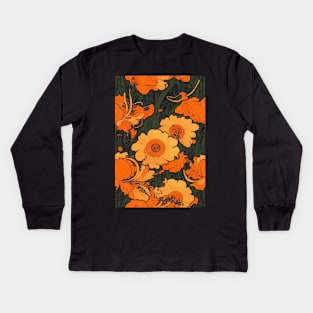 Beautiful Stylized Orange Flowers, for all those who love nature #160 Kids Long Sleeve T-Shirt